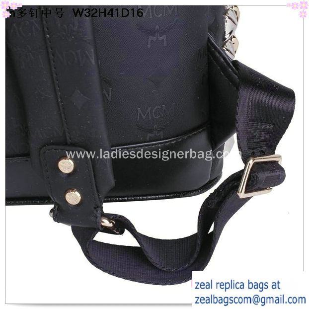 High Quality Replica MCM Medium Stark Front Studs Backpack MC4237 Black